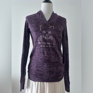 Next Level S Purple Cat-Themed long sleeve thin Hoodie shirt